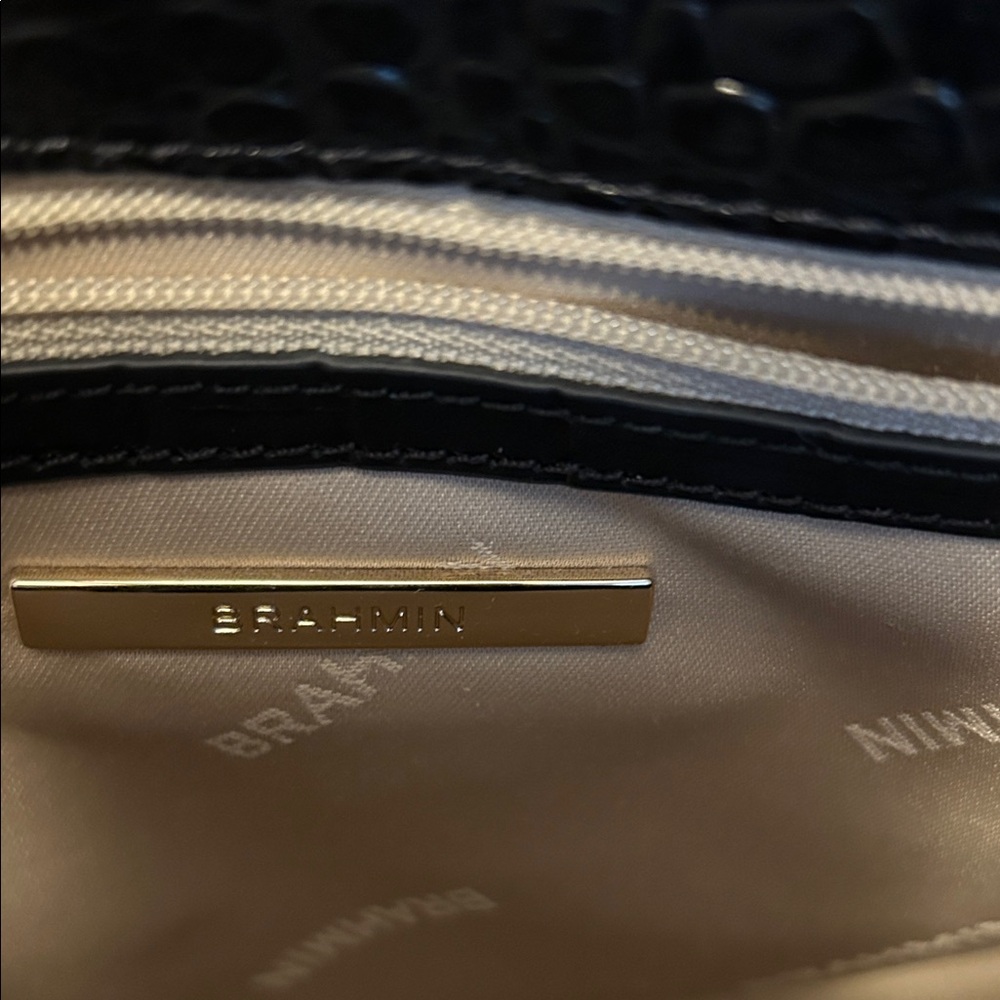 Brahmin Black and Burgundy Croc-Embossed Crossbody - Picture 4 of 4